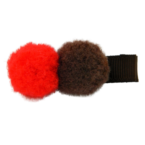 Pompom Bicolor Marrom - Vermelho | Dalella
