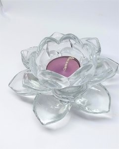 Castiçal de vidro flor de lótus 11,5cm - comprar online