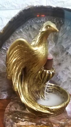 Incensário cascata fênix dourada 16cm