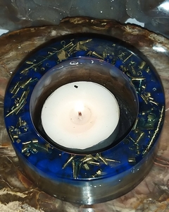 Porta-velas de orgonite com quartzo azul - loja online
