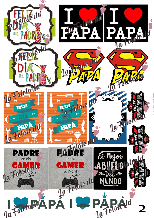 Plancha stickers para decorar cajas Dia del padre 2