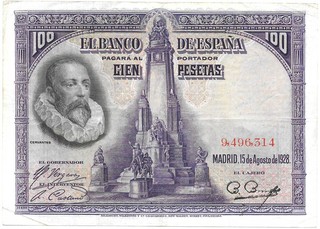 BILLETE DE ESPAÑA, 100 PESETAS, AÑO 1928