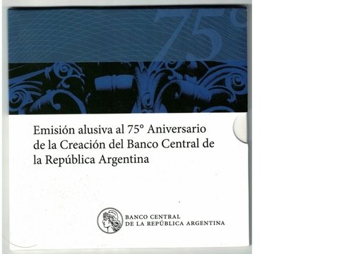 blister de los 75º aniversario de la creación del banco central de la república argentina