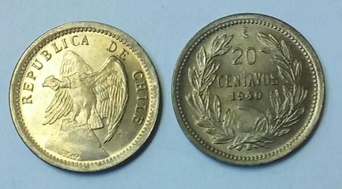 CHILE 1940 20 Cent
