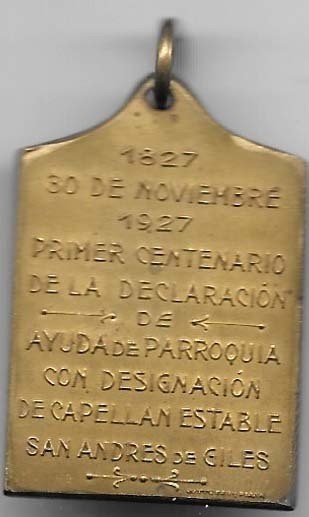 MEDALLA ARGENTINA 100° ANIVERSARIO DE SAN ANDRES DE GILES , AÑO 1927 - comprar online