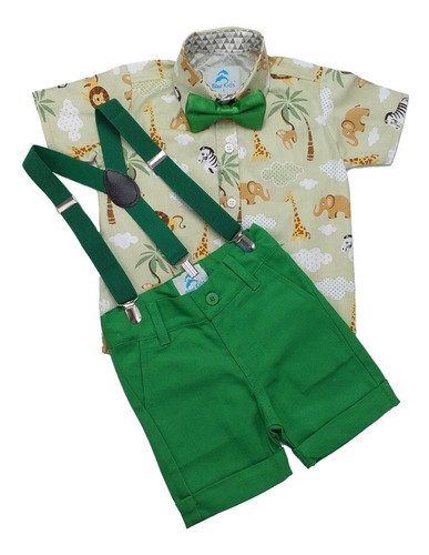roupa safari infantil conjunto masculino aniversario menino 1 ano