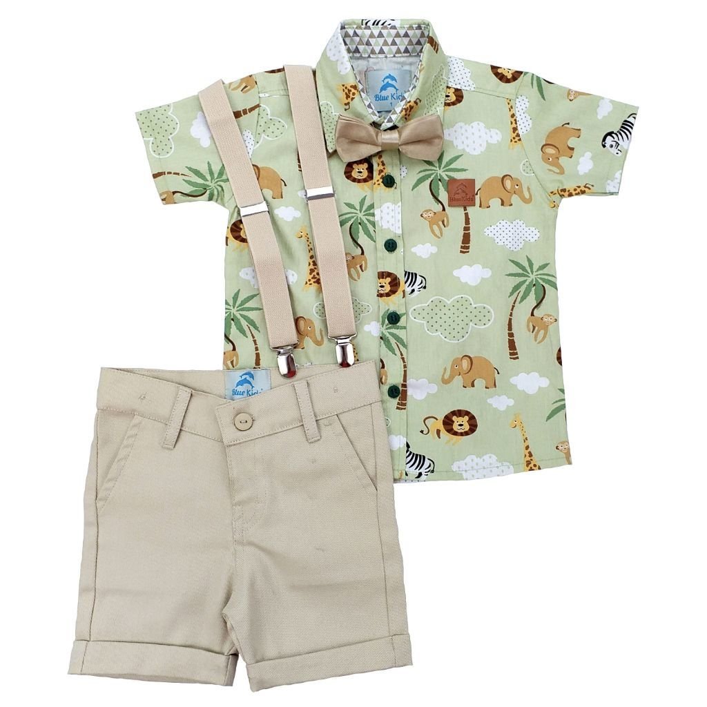 Conjunto Roupa Social Festa Infantil Safari O Look Perfeito 1 a 3 anos