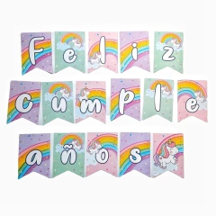 BANDERINES UNICORNIO FELIZ CUMPLEAÑOS