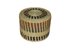 Straw Pouf With Leather - online store