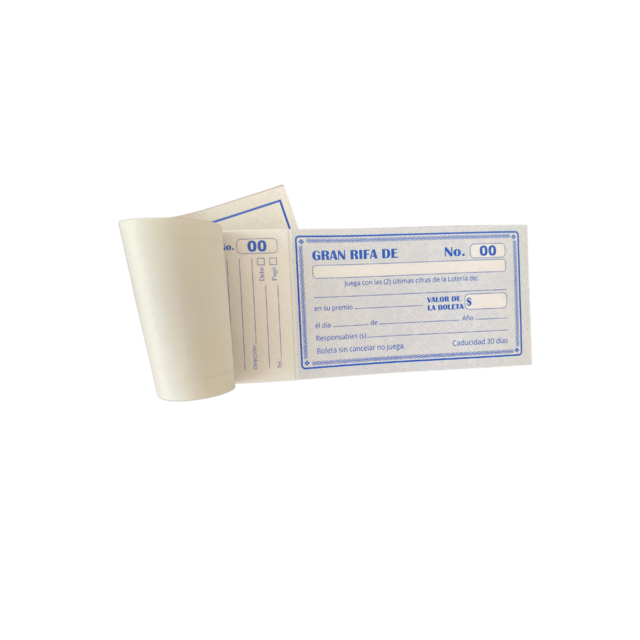 TALONARIO RIFA X 100 HOJAS - Papelería La Gran 12