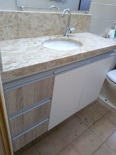 Gabinete para banheiro MDF Branco c/ gavetas amadeirado não acompanha Pia .cód GPA1 - comprar online