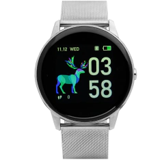 SMARTWATCH PLATEADO CON MALLA TEJIDA -