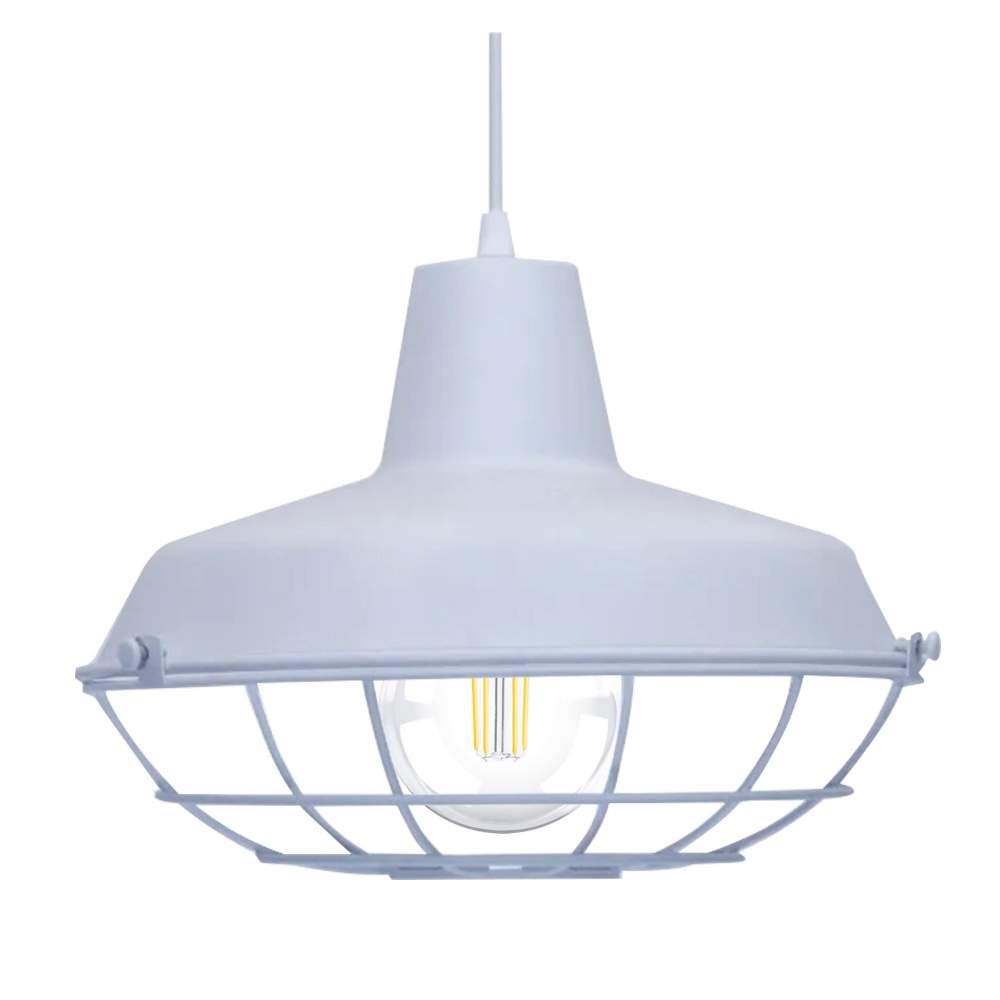 Lampara Colgante De Techo Galponera Industrial Ø30 Cm con Reja