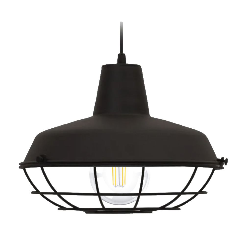 Lampara Colgante De Techo Galponera Industrial Ø30 Cm con Reja