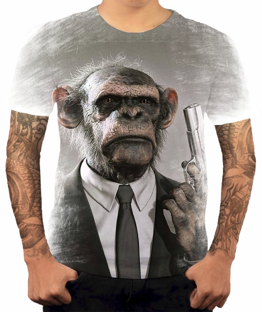 camisa com estampa de macaco
