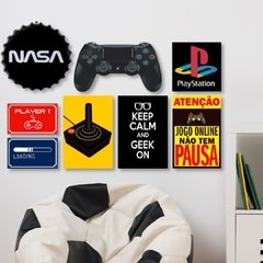 Kit 8 Placas Decorativas Geek Nerd Game Jogos