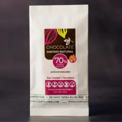 Chocolate Orgánico 70% Cacao c/Azúcar Mascabo ANDINO NATURAL - 50g
