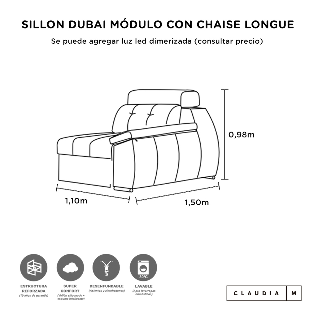 Módulo Dubai chaise longue para armar Claudia M