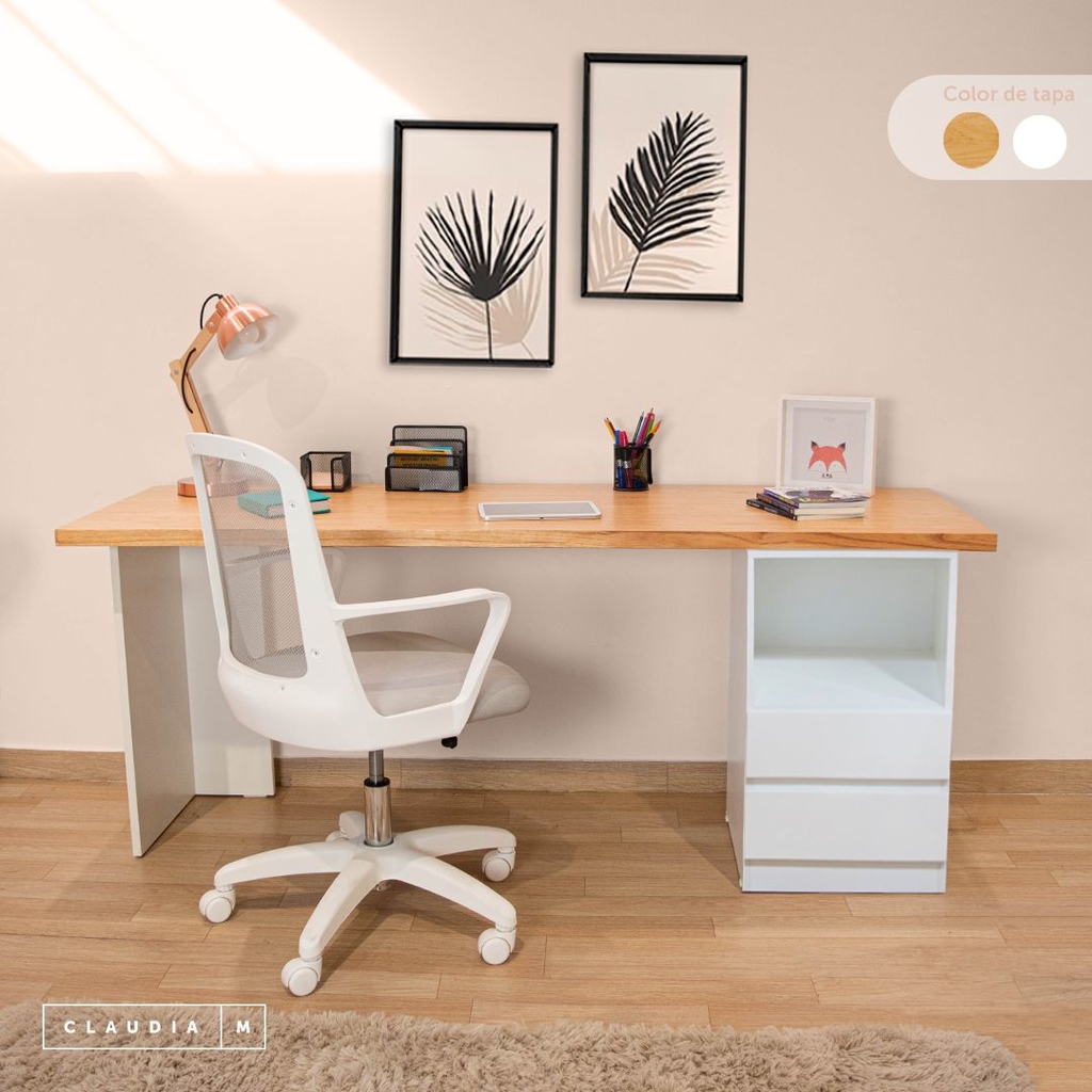 Escritorio Recto Con Cajonera laqueado o Paraíso