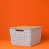Caixa organizadora com tampa de bambu 18 litros branca da Oikos
