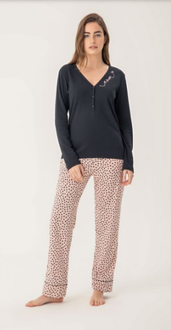 Pijama remera m/l con cartera y pantalón recto-Romantic-Woman By Promesse (WO15116)