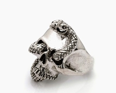 Anillo Calavera Y Serpienete Plata 925 Rocker Motoquero - comprar online