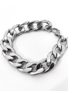 Pulsera eslabon cubano grueso. Acero
