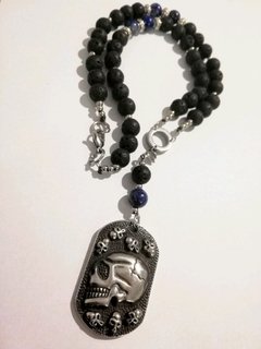 Imagen de Collar rosario piedra volcánica y acero punta intercambiables