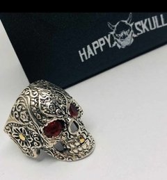 Anillo calavera mexicana plata y oro