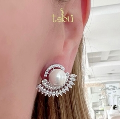 ARETES ABANICO SILVER PEARL - comprar online