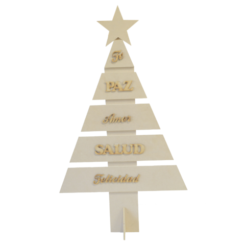 Árbol Con Frases, Navidad Decoración 65cm Fibrofácil