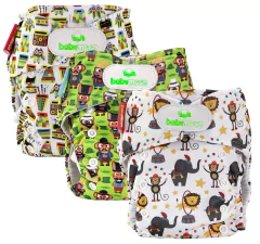 Pack x 3 Pañales Ecológicos Estampados Con Absorbentes Intercambiables x 3 Unidades / unitalla de 0 a 30 meses