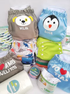 Paquete Completo Personalizado Para la Llegada del Bebé Pañales Ecológicos  Con Absorbentes Cambiables