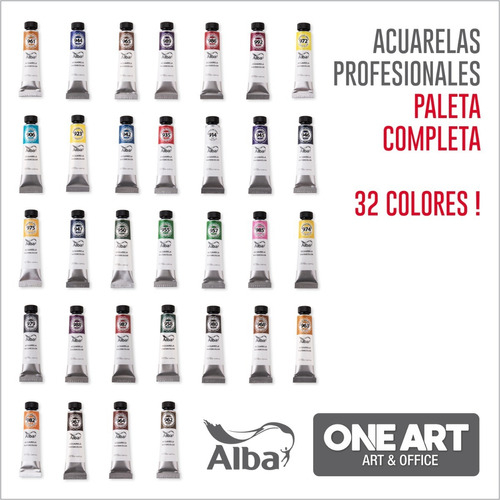 Acuarelas Alba Profesional 10ml - Paleta Completa 32 Colores