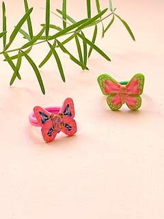 Anillo mariposa rosa y verde MOTYL - comprar online