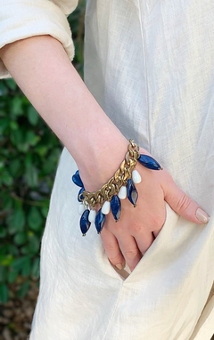 Pulsera cadena de bronce y piedras azules MERLY
