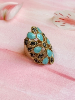 Anillo dorado y celeste GETTY - comprar online