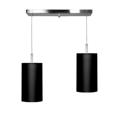 Lustre Pendente Cilindrico Duplo Base Retangular Preto - comprar online