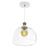 Lustre Pendente Château Bola Grande Vidro Branco c/ Cobre 30