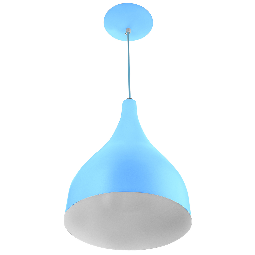 Lustre Pendente Gota Pequena Aluminio 21cm Azul Ou Rosa Bebe