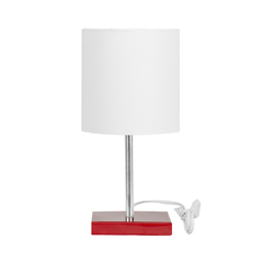 Abajur Eros Touch Cilindrico Base Vermelho Quadrada Várias Cores - comprar online