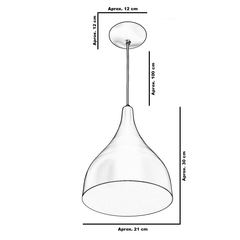 Imagem do Lustre Pendente Gota Média Alumínio 30cm Azul ou Rosa Bebê