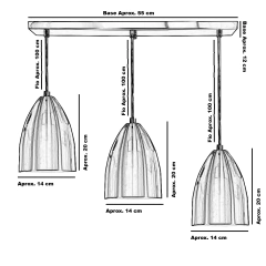Lustre Pendente Sadan Triplo Base Retangular Cores Metálicas
