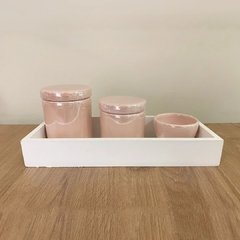 Kit Higiene Ceramica Rosa 3 pecas