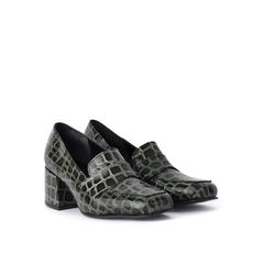 Zapato Enriqueta verde crocco. - comprar online