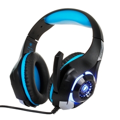 Auricular BEEXCELLENT GM-1 Wired Gaming 3.5mm Led Microfono Control  para PS4/XBox/Switch Blue