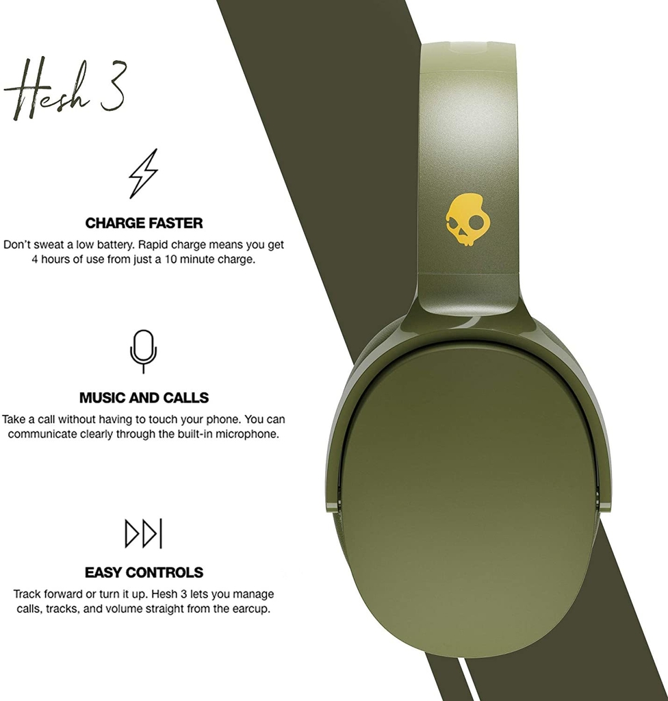 Auricular Skullcandy Hesh 3 Bluetooth con microfono Extra Bass Verde Oliva