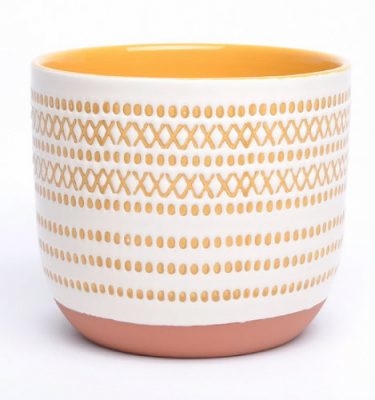 Florero de cerámica con detalles en amarillo 15cm