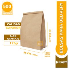 Bolsas para delivery -36x26x13 - Kraft Marrón N4 en internet