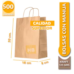 Bolsas con manija retorcida 20x18x8 - Kraft Marrón - tienda online